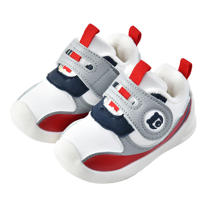 Toddler shoes for baby boys 0-1-3 years old, autumn/winter infant shoes for baby girls, soft sole children's shoes, fleece-lined and thickened cotton shoes