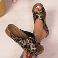 2025 summer new arrivals: women's chunky heel peep-toe cutout sandals - export quality, wedge heel, plus size, casual leopard print slippers