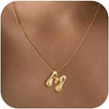European and american retro minimalist polished 26-letter necklace for women - versatile, elegant, and statement-making choker with a 3d lockbone chain design