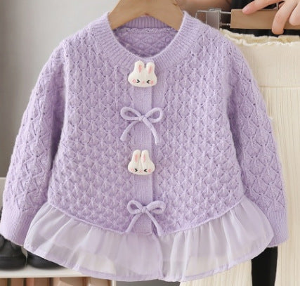 Girls' knitted sweater two-piece set - new autumn/winter  collection - baby girl outerwear and pants set