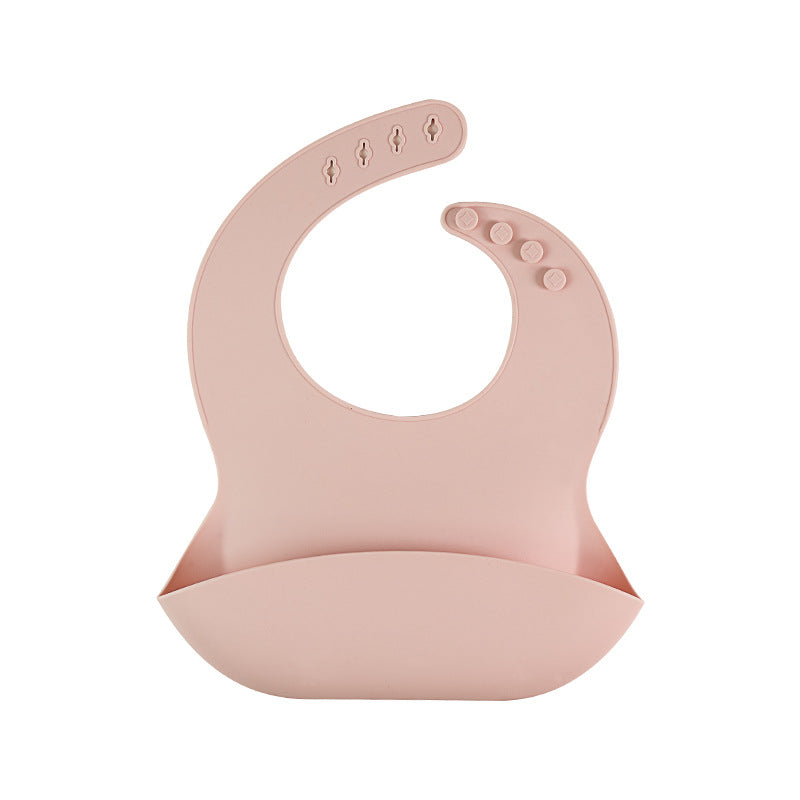 Baby three-dimensional silicone bib bib baby solid color leave-in saliva pocket waterproof and anti-dirty children's complementary food rice pocket
