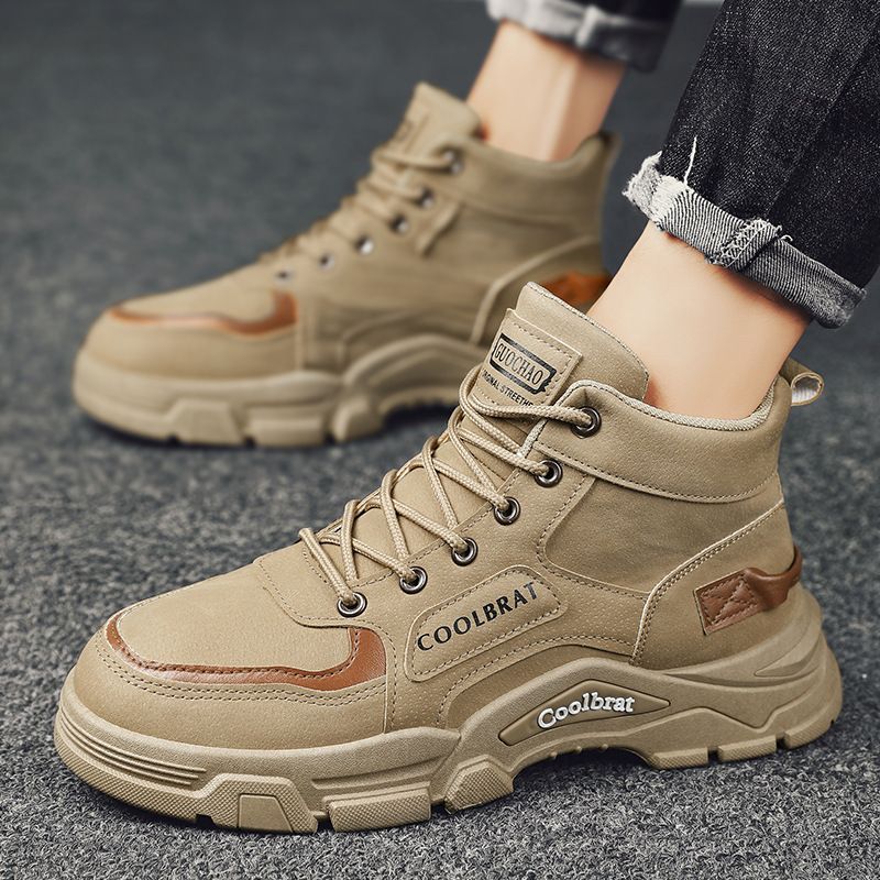 High-top men's boots: 2024 winter new arrivals - workwear style, outdoor hiking, construction site safety, anti-slip, wear-resistant, martin boots