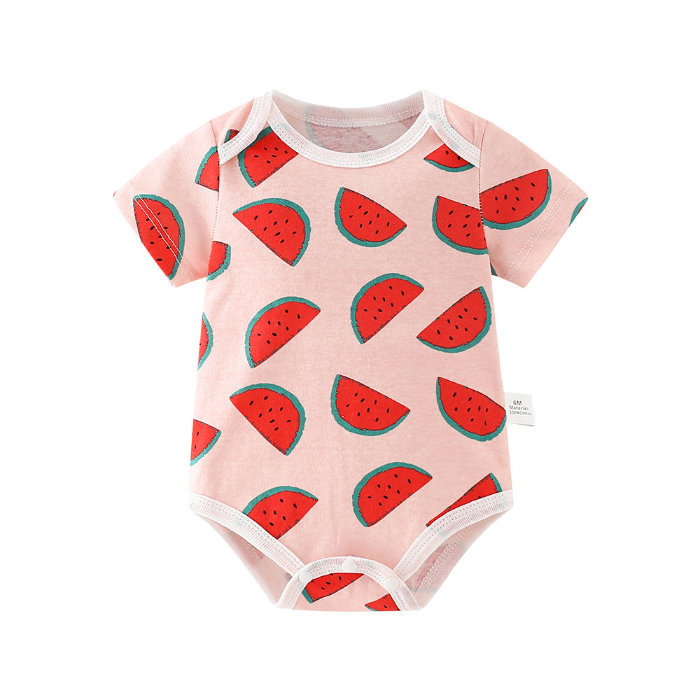 Baby romper spring autum triangle crawling short-sleeved male and female baby cotton 0-1 year old jumpsuit girl butt wrap