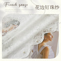French retro lace sheer curtain, minimalist chic window curtain, no-drill sheer partition curtain, wavy lace curtain decoration