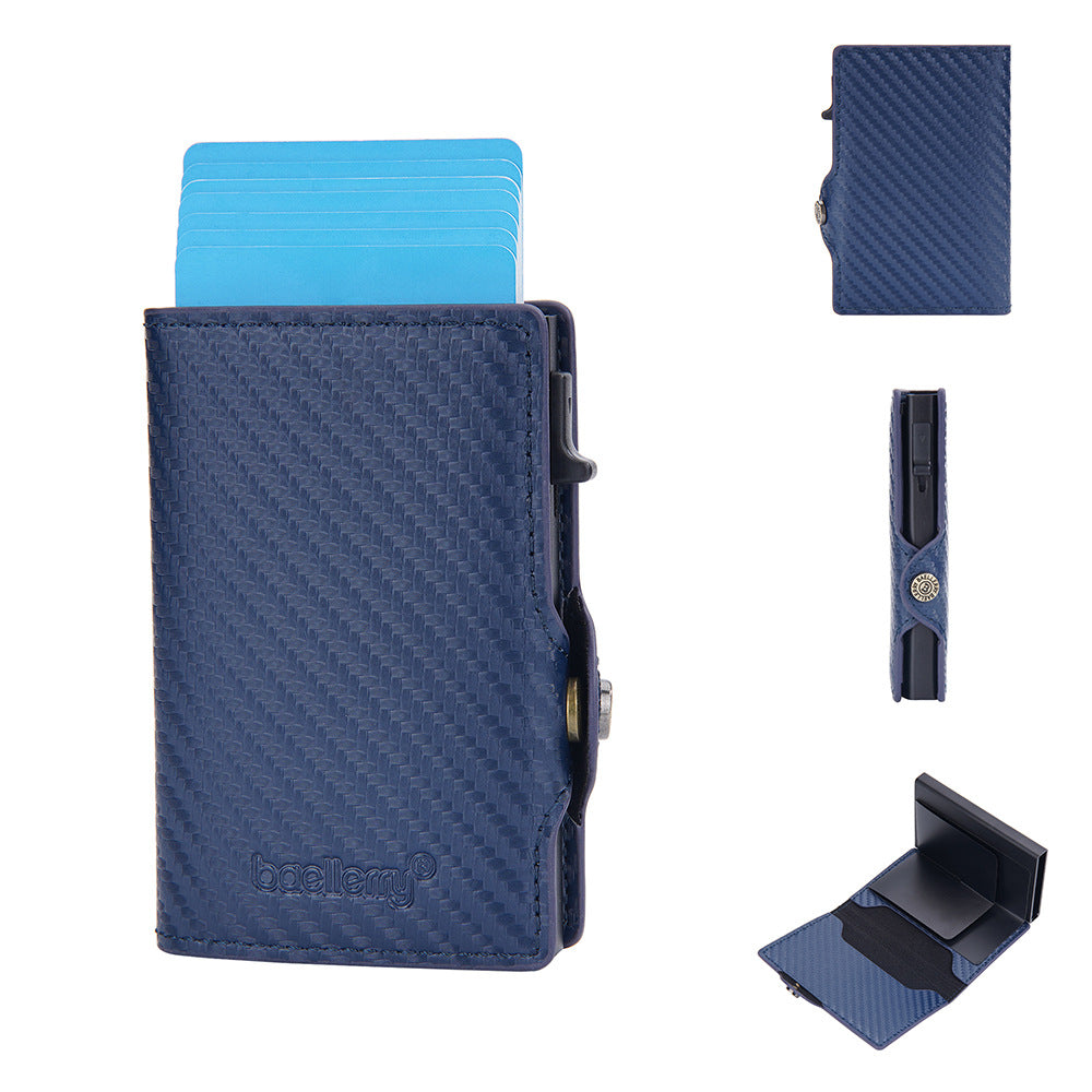 Baellerry's new men's card bag  RFID aluminum box automatic pop-up credit card clip buckle wallet