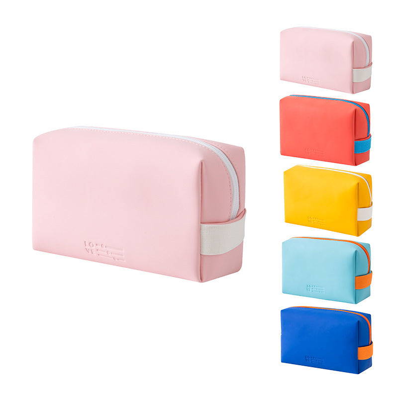 Popular Color PU Cosmetic Bag Portable ins Wind Cute Hand Wash Bag Waterproof Travel Cosmetics Storage Bag