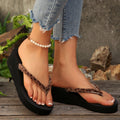 Women's slippers: amazon summer new color block thong sandals, plus size, thick sole, european and american style, export quality