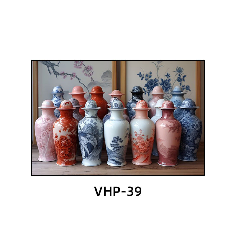 Blue and white porcelain decorative painting vase porcelain ceramic new Chinese style living room hanging painting hotel hotel restaurant box Chinese style