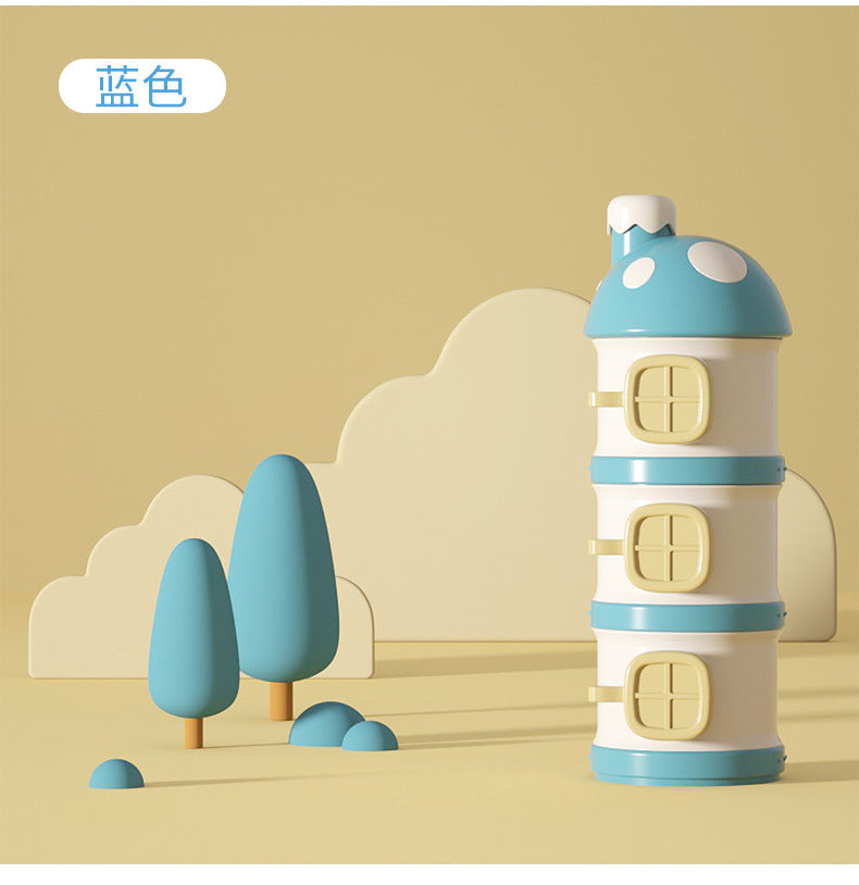 Portable formula dispenser - multi-layer, side-opening food storage container for baby formula - portable, airtight, and detachable storage canisters