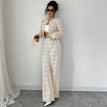 Versatile retro houndstooth elastic high-waisted wide-leg casual pants for women - autumn/winter loose fit, drapey, floor-length straight-leg trousers