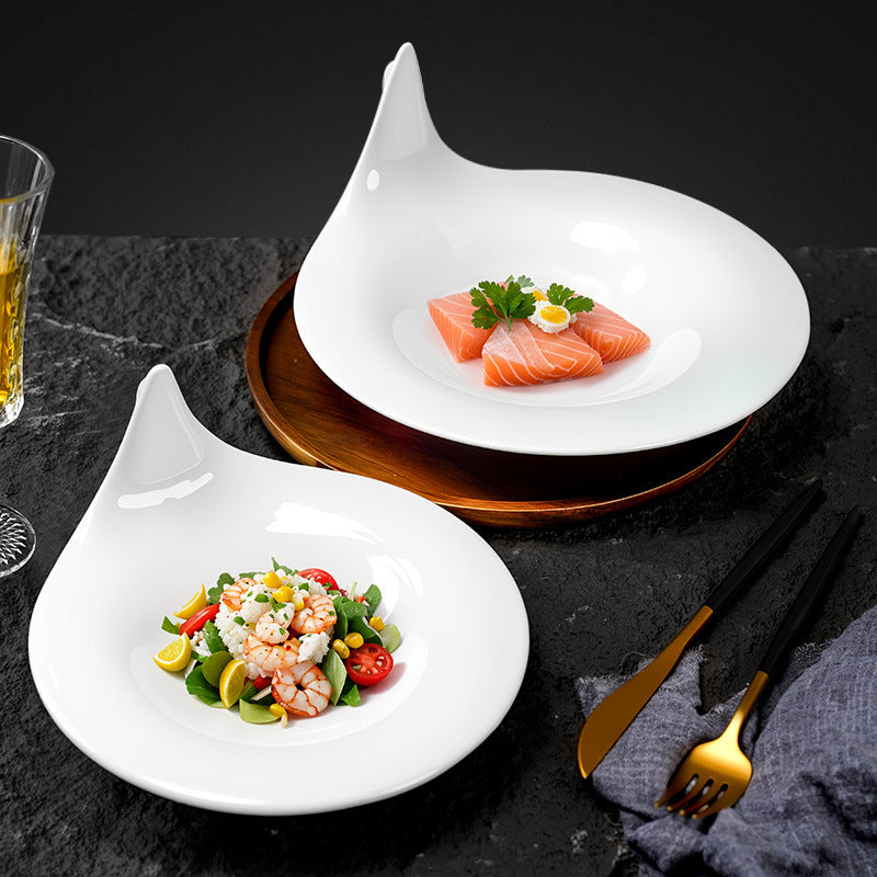 Minimalist high-end irregular ceramic dinnerware - unique solid color dessert plates for restaurants, hotels, and catering - pastry plates