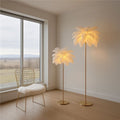 Ostrich feather floor lamp - instagrammable white feather lamp - nordic style living room standing lamp - girly bedroom bedside lamp