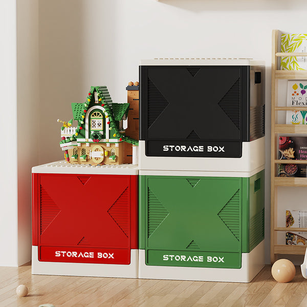 Installation-free Cartoon Lego Storage Box Large Capacity Storage Flip Foldable Clothing Toys Snacks Organizing Box