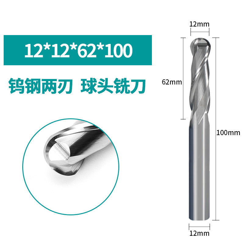 3.175-12Mm double blade spiral ball end milling cutter embossed carving woodworking milling cutter cnc tungsten steel ball end milling cutter