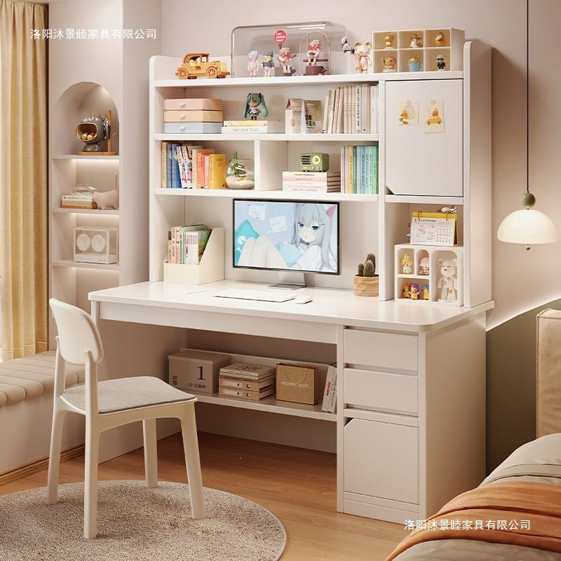 Nordic student desk with bookshelf - all-in-one home bedroom desktop computer desk - assembled study table for elementary school students - writing desk