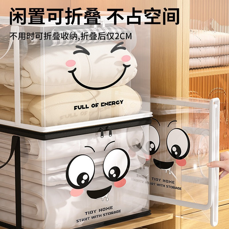 Book storage bag Large capacity transparent waterproof book storage box Foldable portable student textbook finishing box