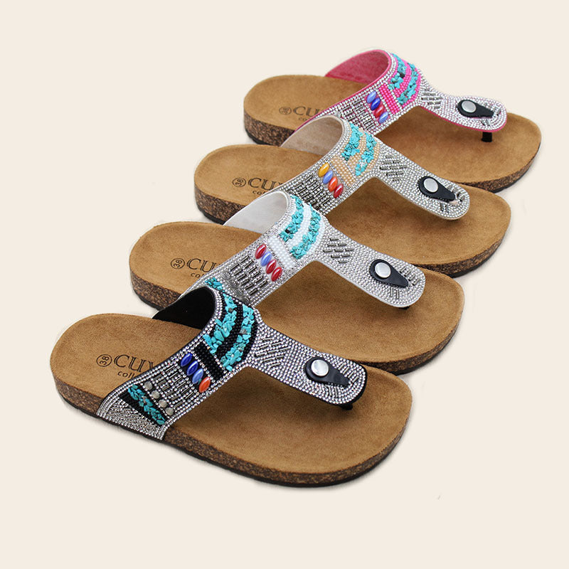 New arrival design women's sandals外贸现货直销夹趾带钻勃肯鞋