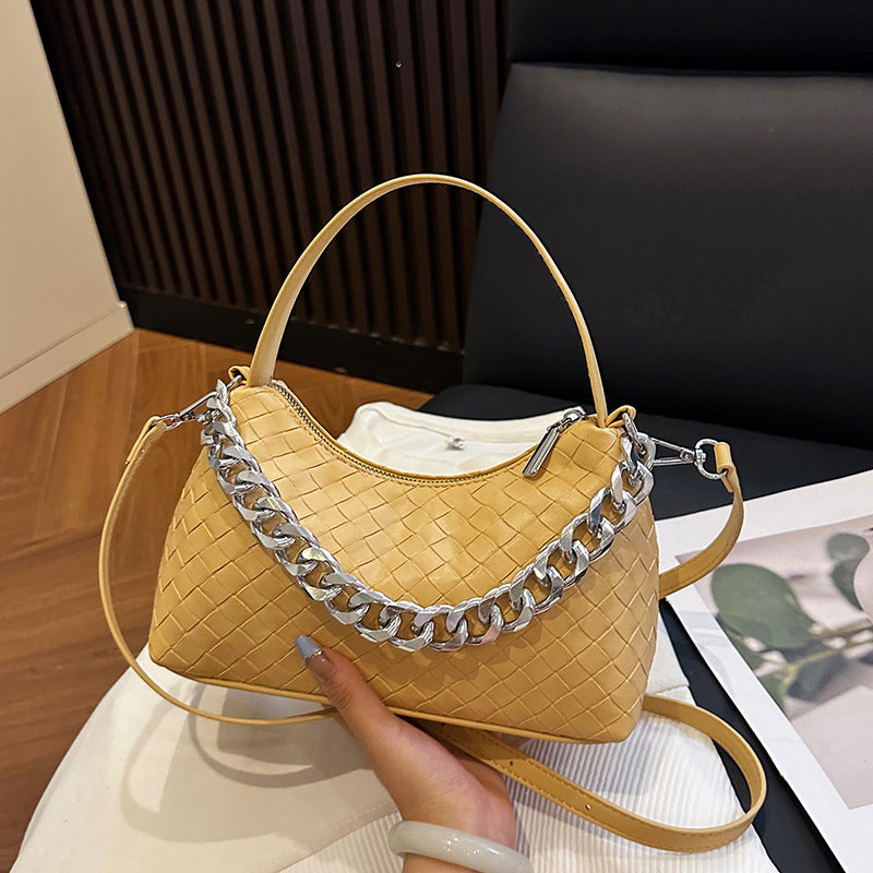 Foreign trade advanced sense foreign style small bag women's 2025 new woven chain hand bag versatile shoulder messenger bag