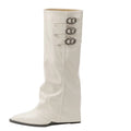 French pointed toe hidden heel knight boots belt boots wedge heel trousers fall and winter legs super high heel over the knee fashion boots