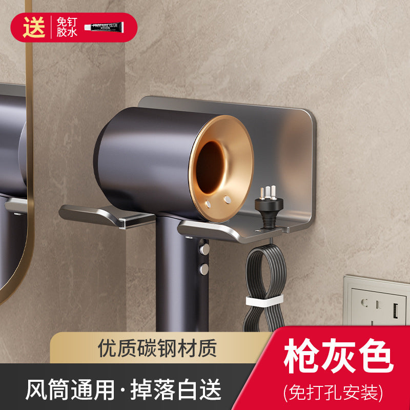 Hair dryer holder - no drilling required, bathroom hair dryer rack, wall-mounted hair dryer stand, bathroom organizer