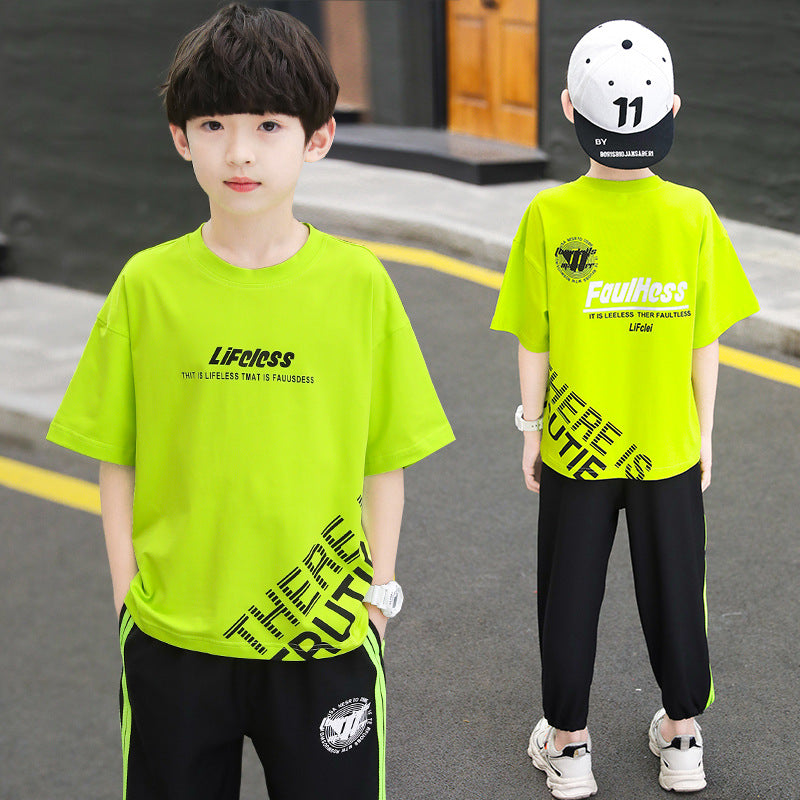 Boys' summer outfit set:  new arrival - stylish korean design for older boys, trendy short-sleeve set for boys