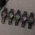 New hollow-out creative tech men's steel band watch with rotating bezel - cross-border quartz watch