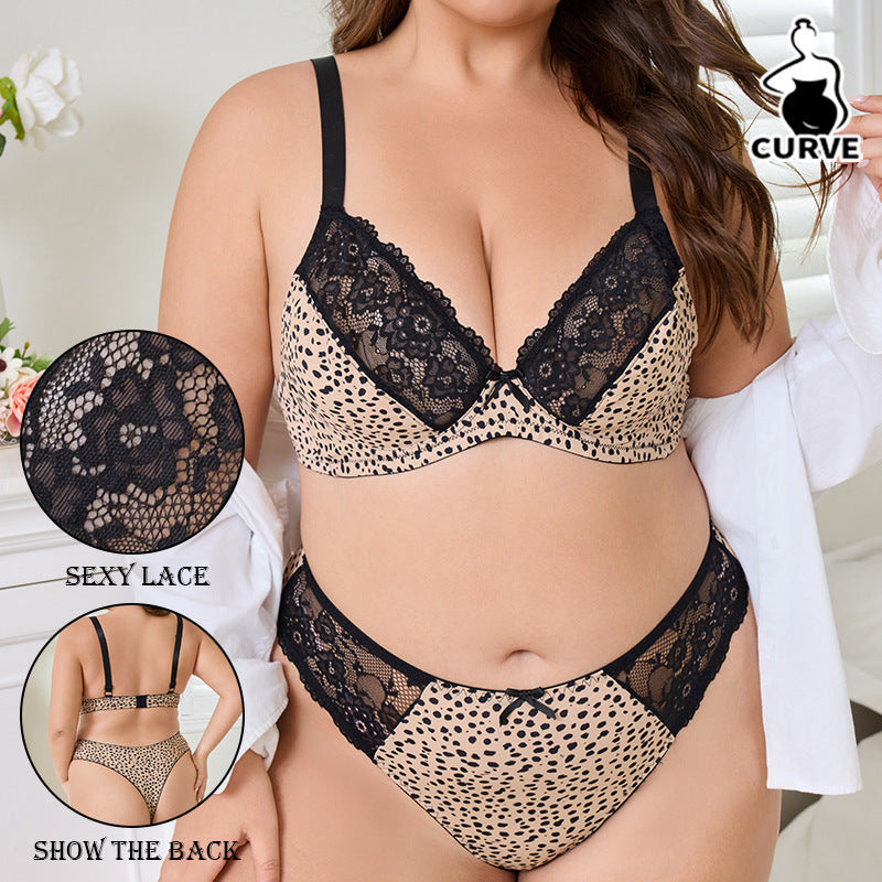 fashionnew arrivalsexy leopard printplus sizeintimates women's ultra-thin laceprinting push-up breathable bra suit