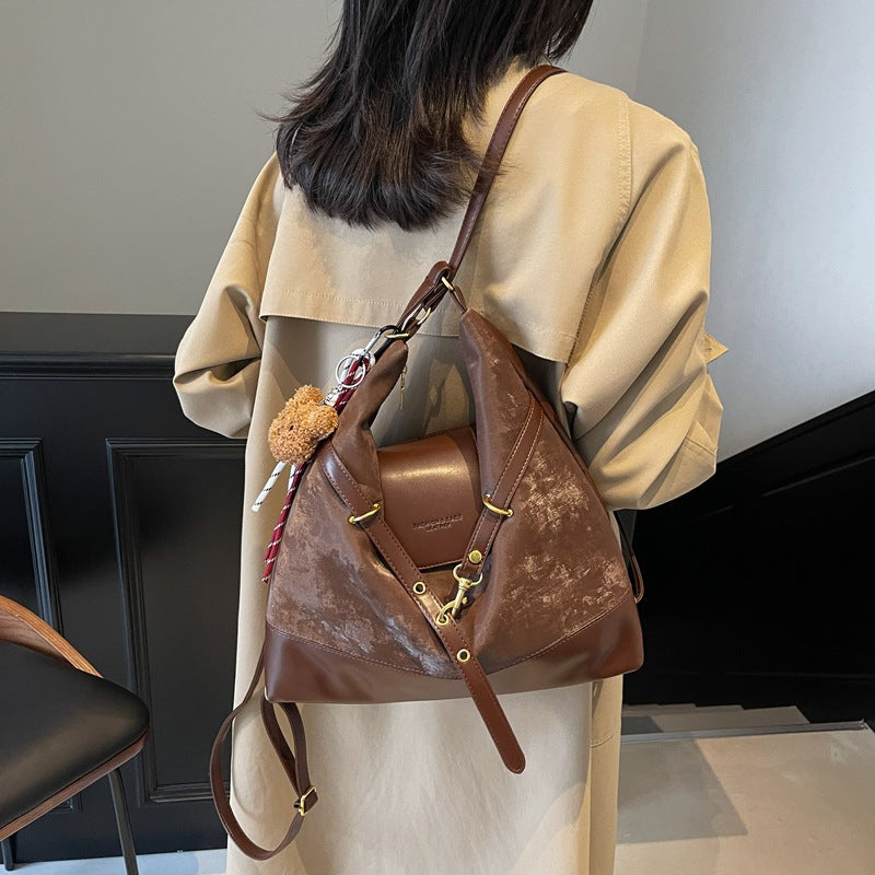 Vintage commute large capacity shoulder bag - women's niche design, new winter crossbody bag, versatile lightweight backpack