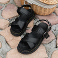 summer solid color round toe criss-cross ankle strap fashion european and american style women's plus size platform sandals