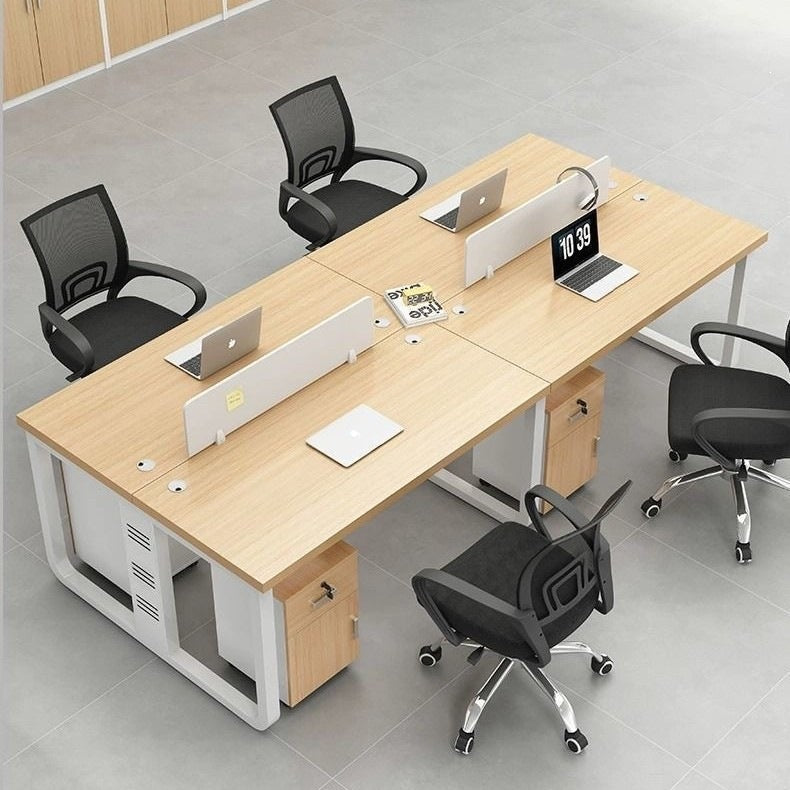 Office desk and chair set - minimalist modern office double/quad workstation - computer desk for employees