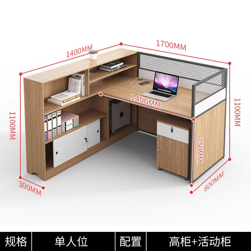 Modern minimalist office desk and chair set - double/6-seat workstation for office use