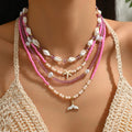 Wholesale seashell necklaces - cross-border jewelry, ethnic-inspired accessories, niche & high-end, light luxury rice bead choker necklace for women