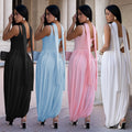 C7659 cross-border   fashion women's sexy solid color slit ribbon dress set