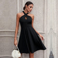 spring/summer new arrival: cross-border european and american style, figure-flattering a-line halter neck sleeveless sexy backless dress for women