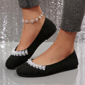 Exportplus sizeflats women's  rhinestone beaded french soft bottom evening shoes velvet spring elegant flatsflats