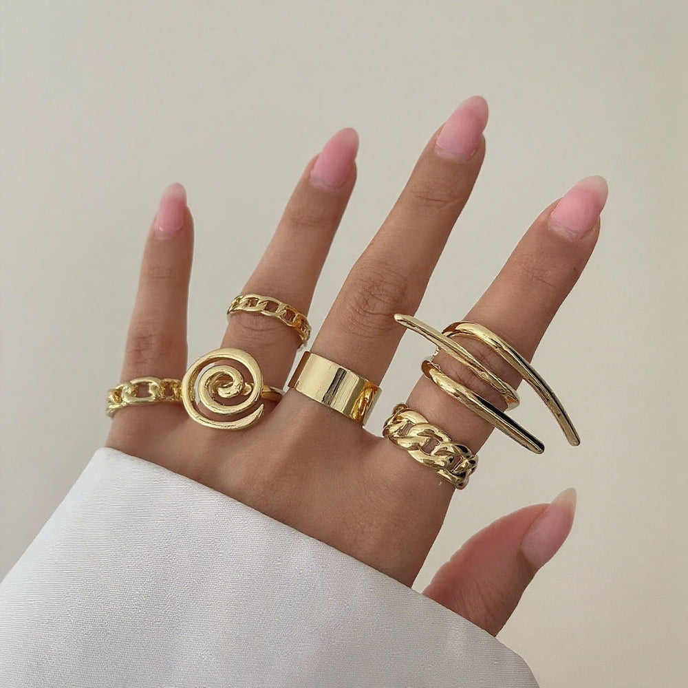 Wholesale geometric rings: european and american cross-border jewelry, niche high-end, unique, statement, light luxury, hollowed-out ins style rings for women