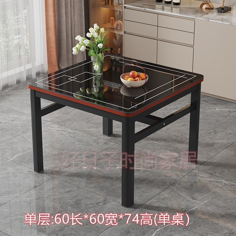 Square dining table tempered glass dining chair combination small apartment home dining table minimalist square table double-layer small table