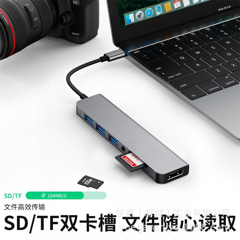 type-c to usb 3.0 hub, 7-in-1 expansion dock for tablets and laptops