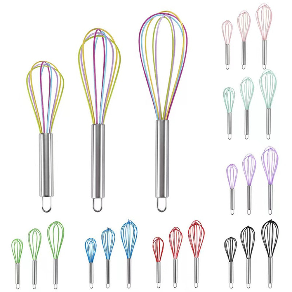 Stainless steel silicone whisk - manual egg beater - baking tool - cream whipper