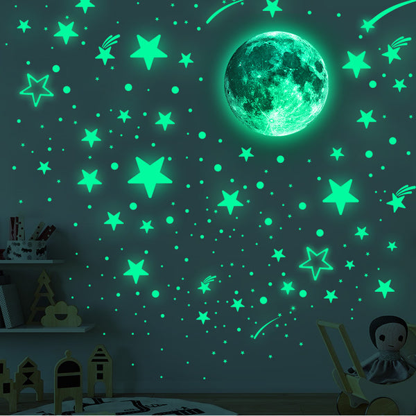 YG1008 moon star dot luminous wall sticker luminous sticker wall decoration children's room self-adhesive creative sticker