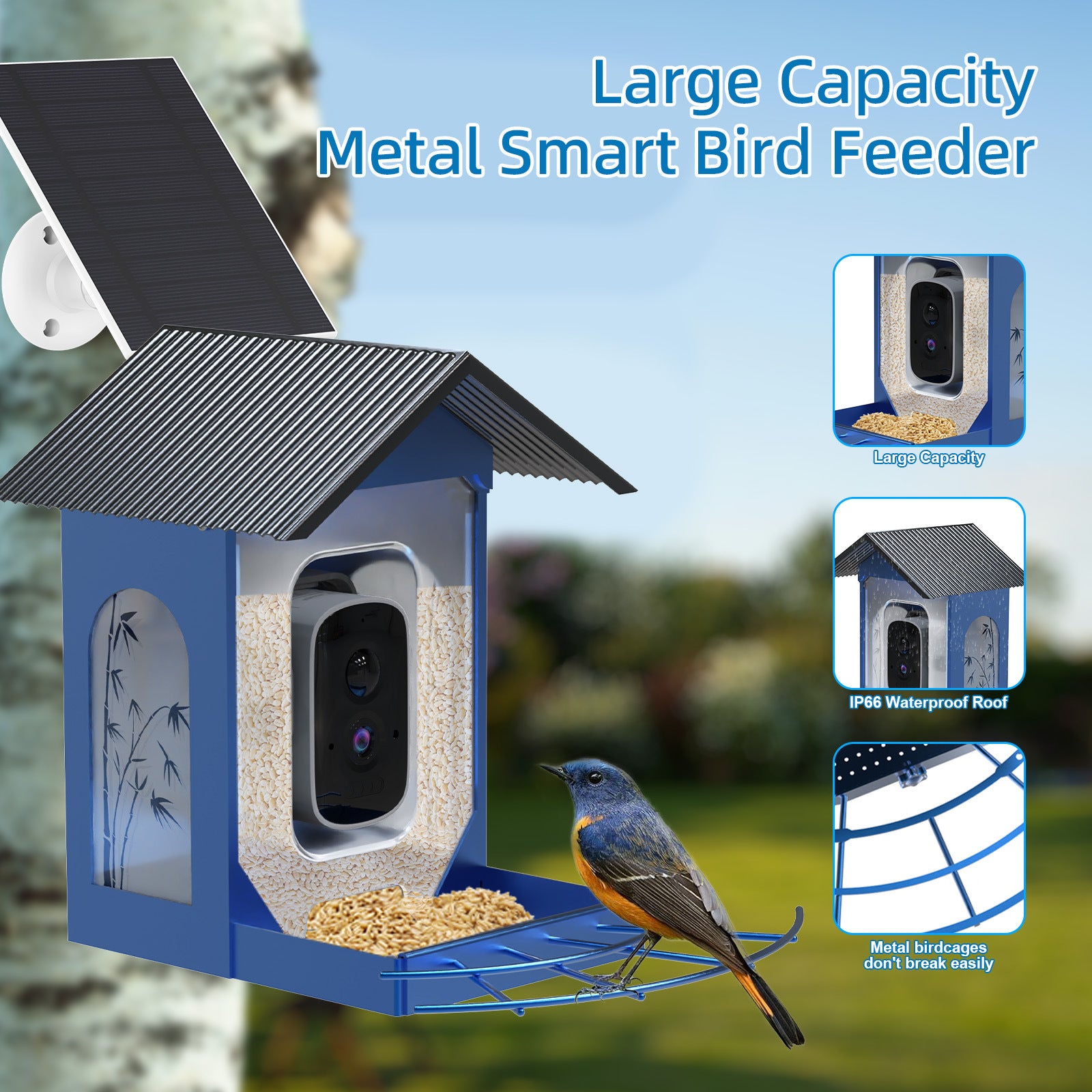 Factory direct sales Iron shell AI intelligent bird feeder 5MP high definition camera Bird feeder Foreign trade  explosion