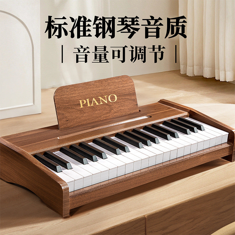 Wooden mini piano kids toy for boys and girls, 37-key electronic keyboard, early music education instrument, professional baby birthday gift