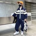 Boys' spring/autumn outfit  new collection: trendy two-piece hoodie set for older kids - street style long sleeve tracksuit