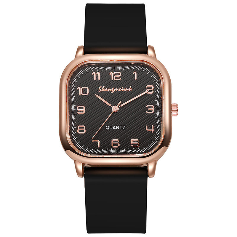 Shangmei square arabic numerals scale silicone strap fashion quartz women's watch factory direct sales wholesale