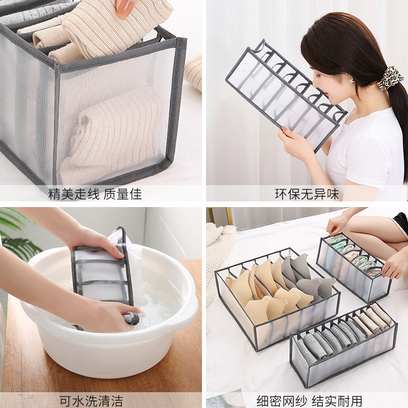 Mesh transparent wardrobe nylon underwear underwear drawer fabric storage box household socks storage bag wholesale