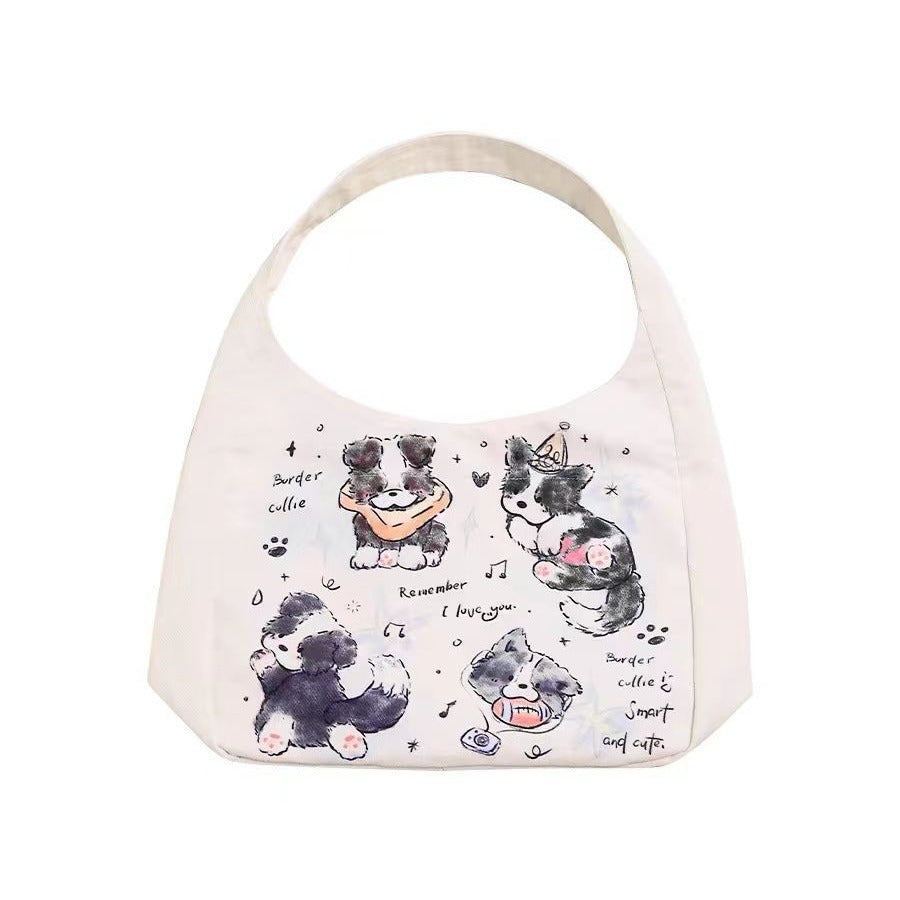 2024new arrival outing puppy shoulder bag easiest for match large capacity canvas bag student work clothing tote bag outing women's bag