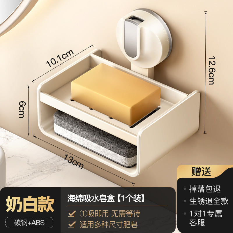 Household Suction Cup Soap Box Shelf Toilet Bathroom Sink Free Punching Wall Hanging Sponge Soap Drain Box