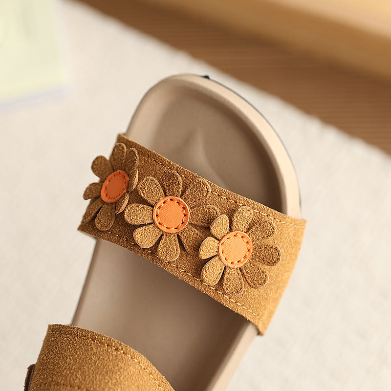 Summer toddler shoes for 1-7 year olds: soft-soled, hollow-out, floral princess sandals - wholesale breathable kids' shoes