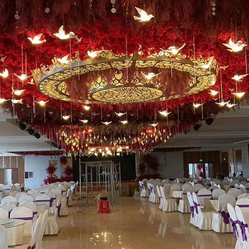 Wedding props ten acrylic transparent bird chandeliers wedding stage ceiling arrangement decorative lights luminous birds