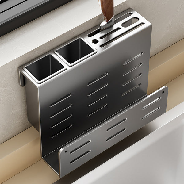 Knife holder Wall-mounted stainless steel kitchen chopstick cage Integrated kitchen knife Pot lid rack Shelf knife cutting board storage rack